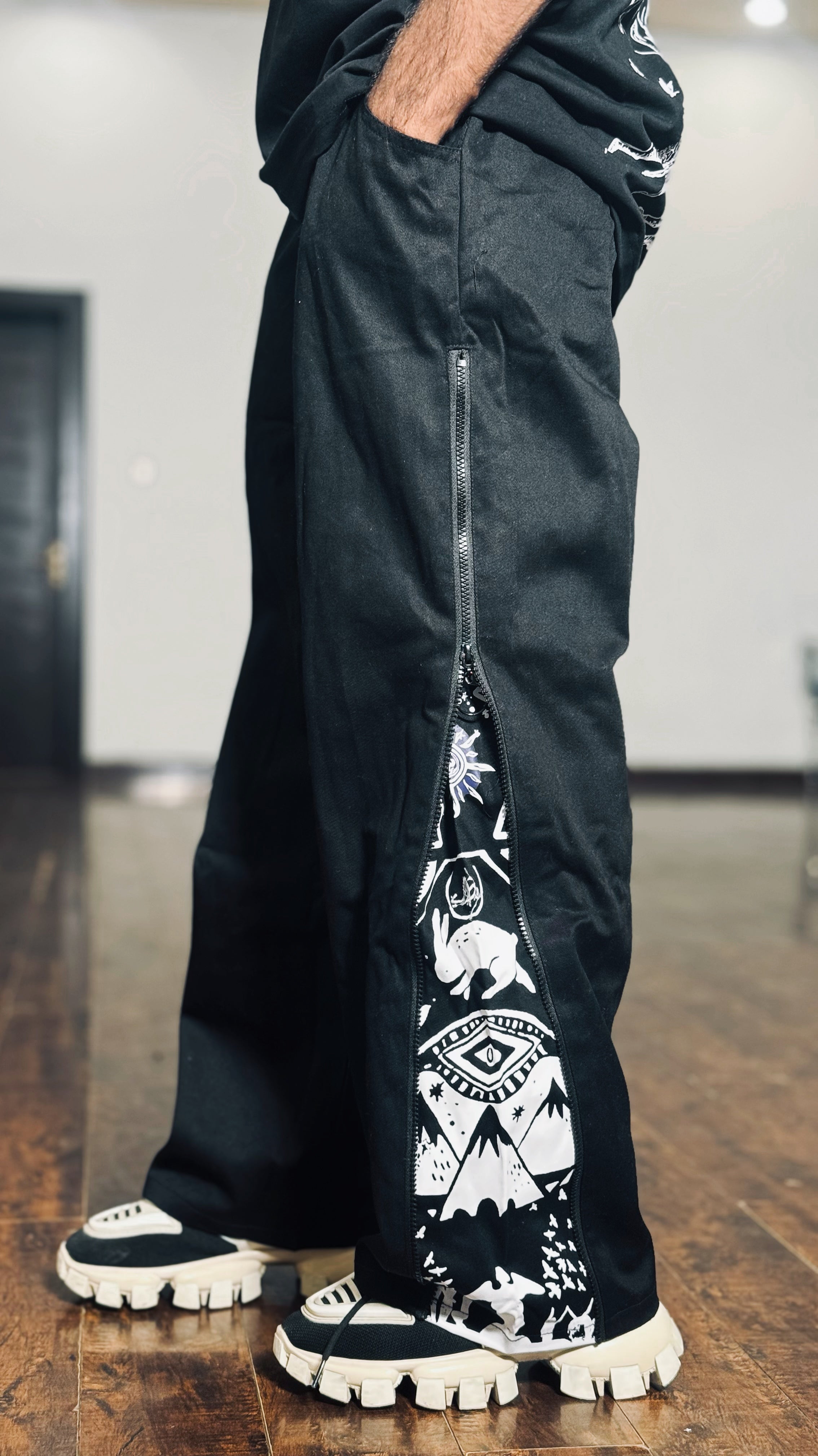 Black causal shirt and trouser Dtf printed fashion