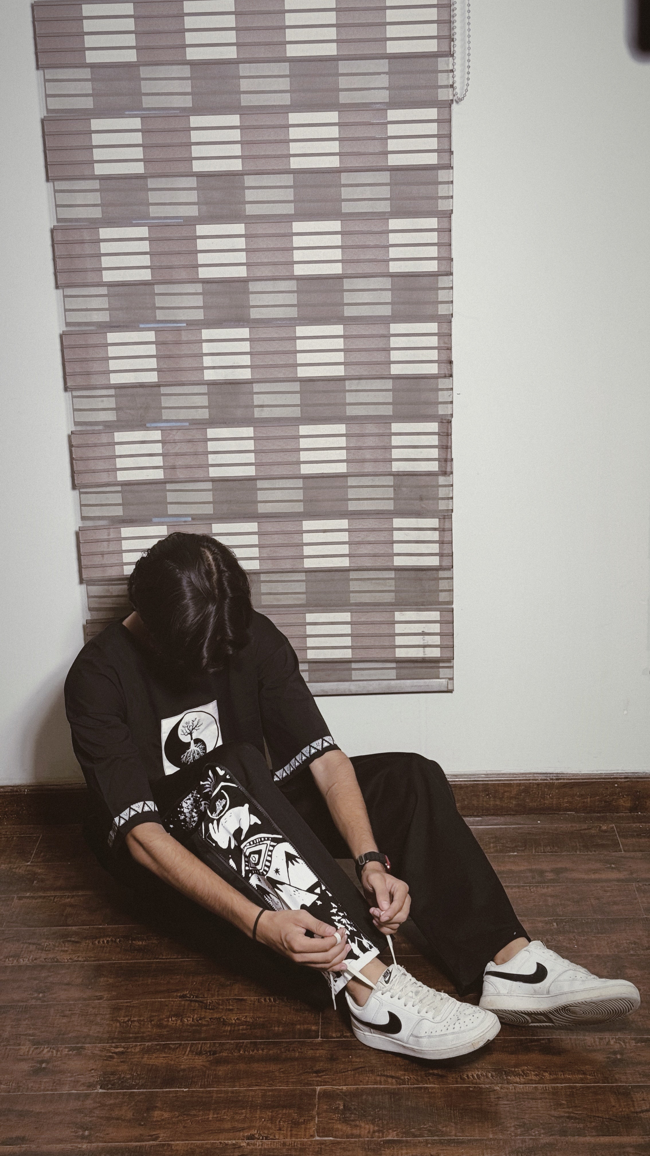 Black causal shirt and trouser Dtf printed fashion