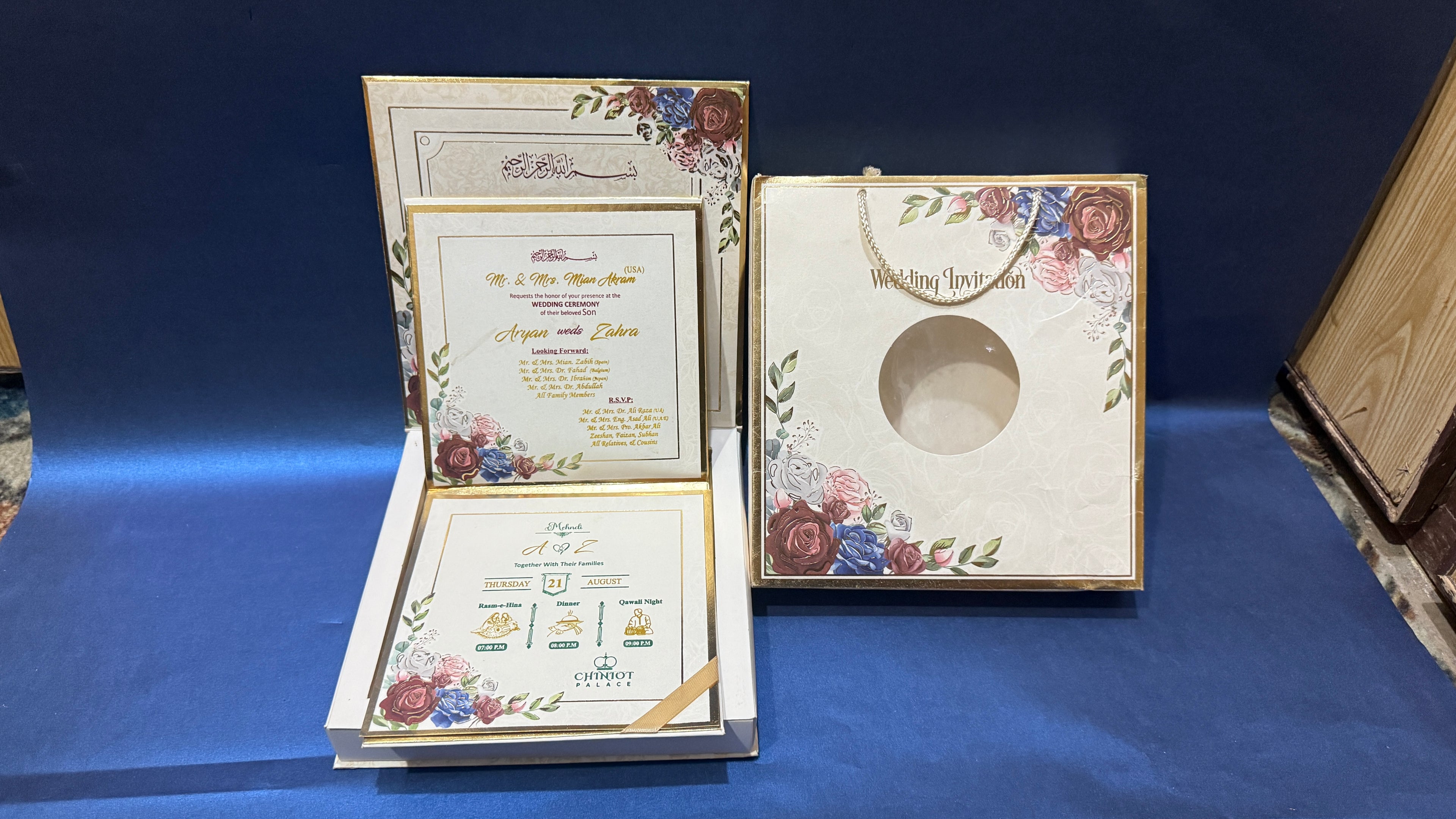 Rose floral invitation box
