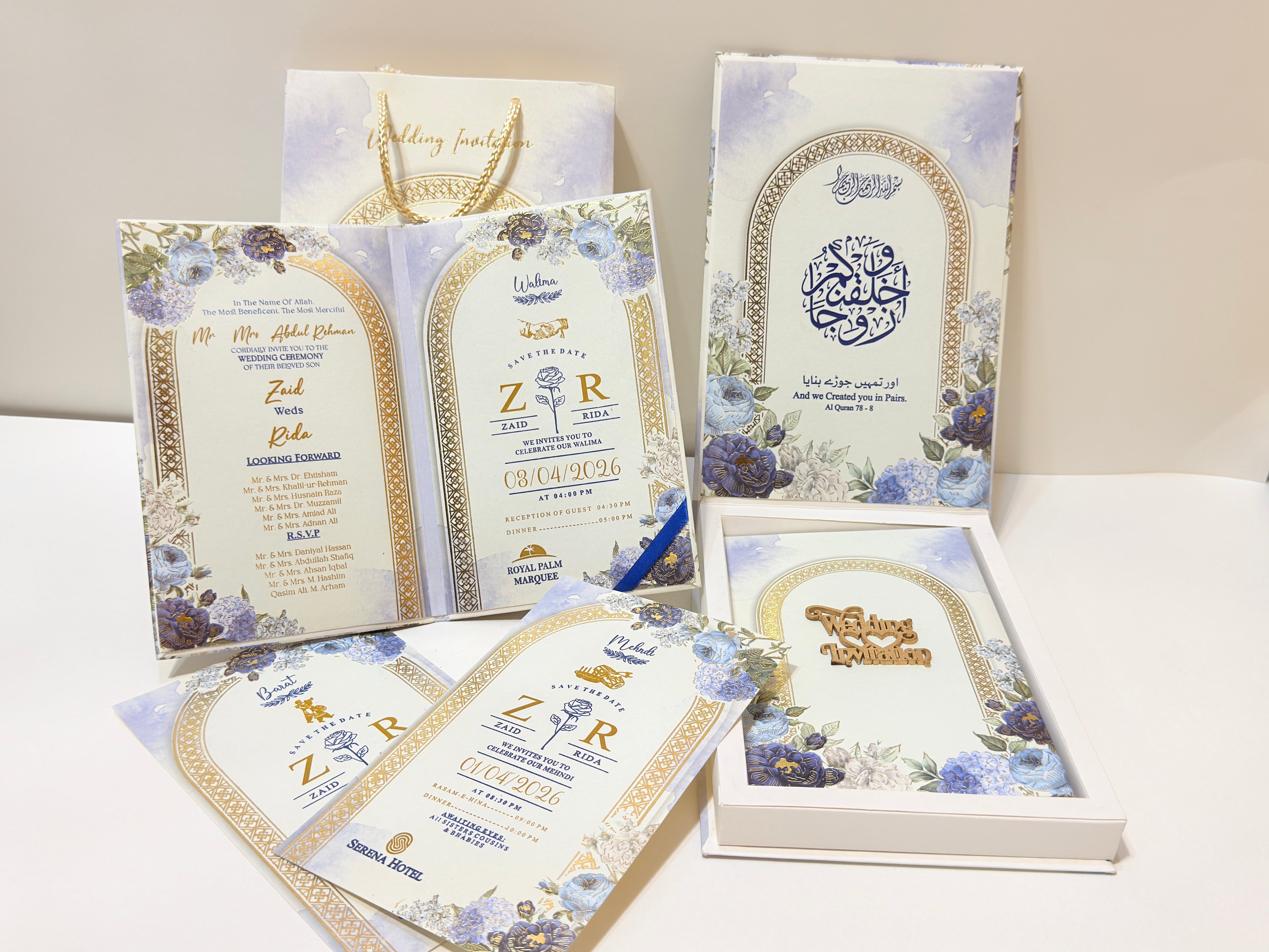 Floral blue invitation box