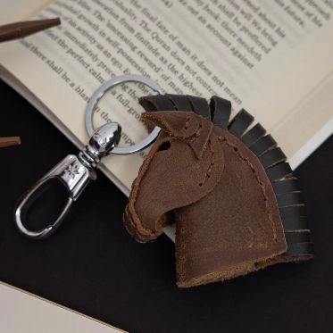 Horse leather keychain