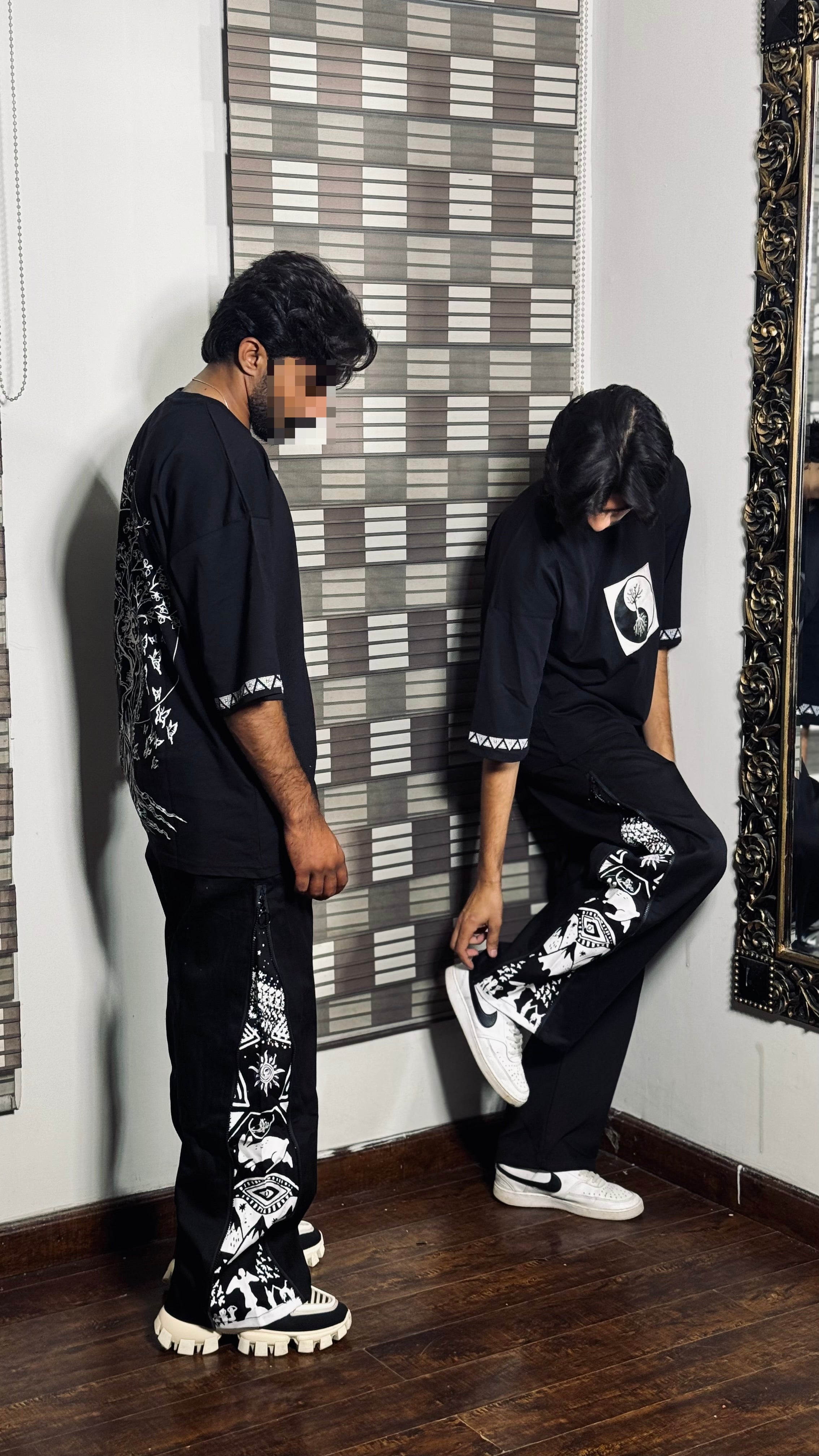 Black causal shirt and trouser Dtf printed fashion