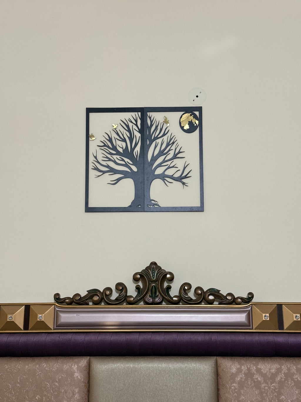 Wall Decore Black Wood & Golden Acrylic.