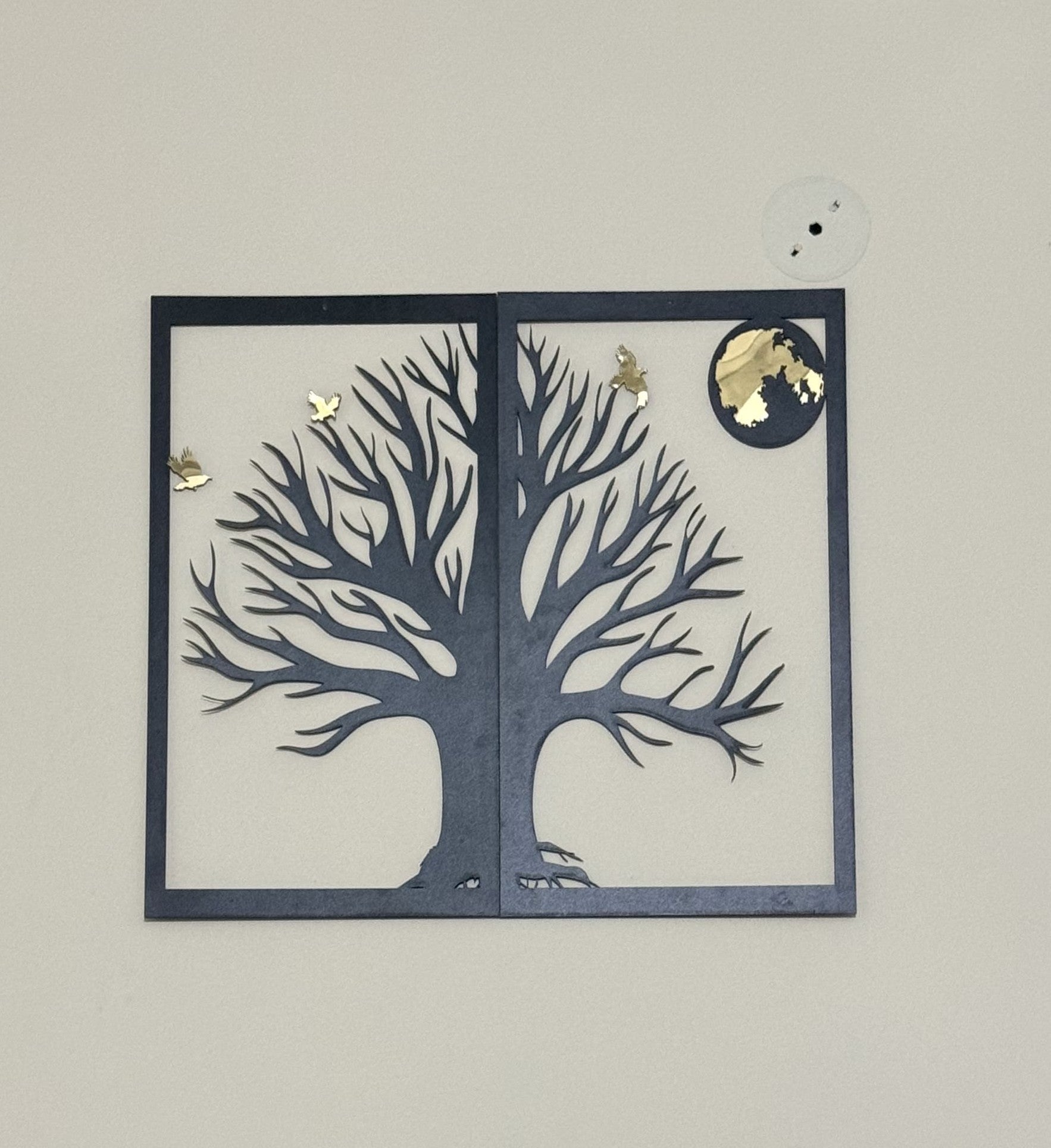 Wall Decore Black Wood & Golden Acrylic.