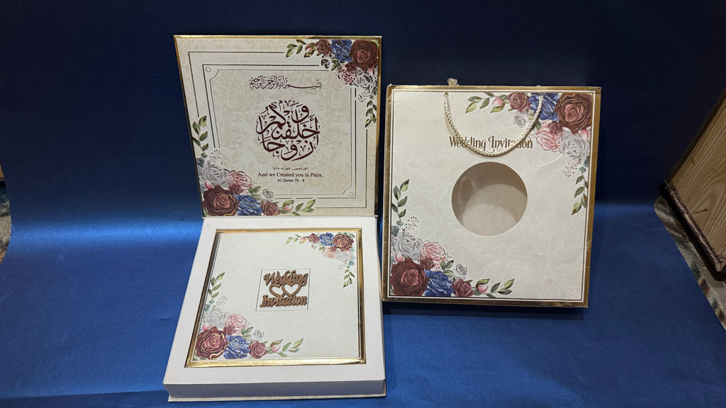 Rose floral invitation box