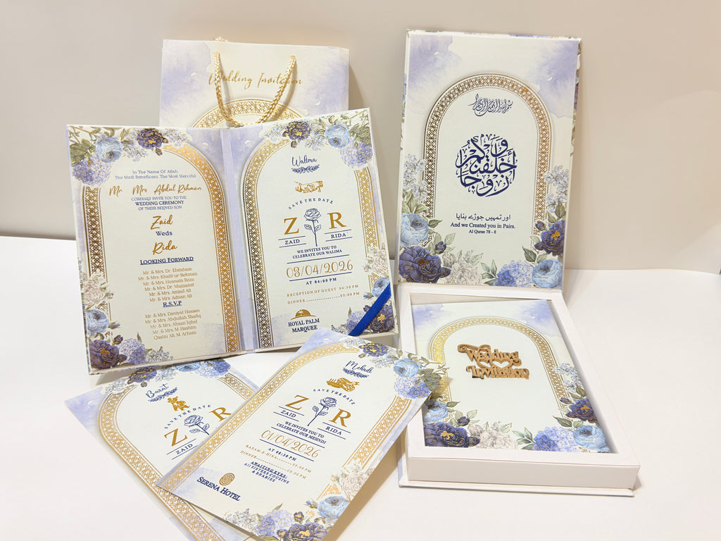 Floral blue invitation box